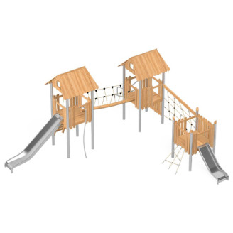 Structure pour aires de jeux extérieurs en bois de robinier